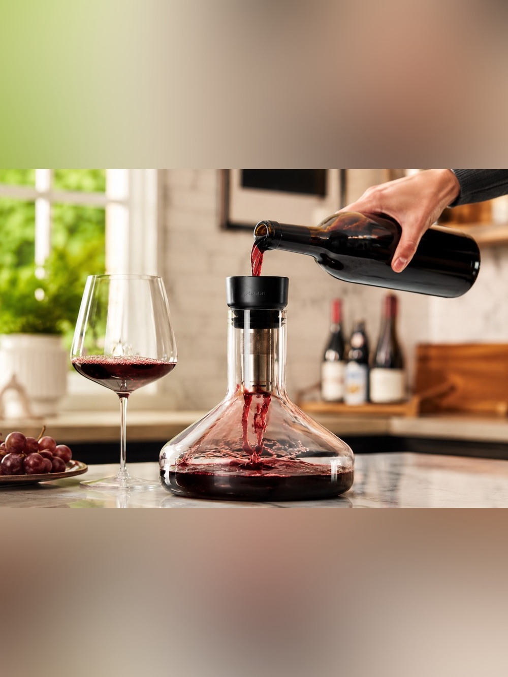Rabbit Pura Wine Decanting System Glass Decanter Aerator Filter